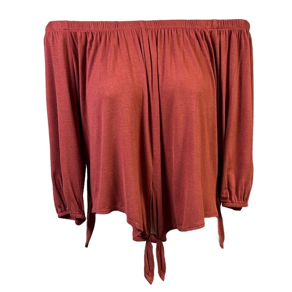 Cha Cha Vente Blouse Size PS Brick Off The Shoulder Relaxed Boho Chic NEW - Picture 1 of 8